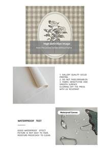 1pc Frameless Neutral Brown Gingham Floral Wall Art Print, Vintage Botanical Checkered Plaid Pattern, Minimalist Cottagecore Aesthetic Poster For Living Room, Bedroom, Dorm, Room Decor, Wall Prints,Funky Posters,Vintage Decor,College Dorm Essentials - Neutral Brown Plaid Flowers - View 9
