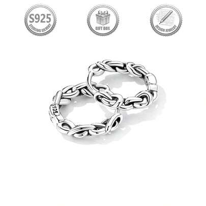 一对复古简约个性化925纯银扭纹耳环，适合日常、派对、节日、约会、送礼。