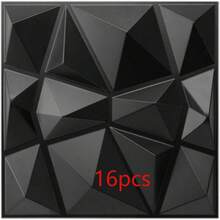 1片/10片/20片/30片/40片/50片 3D鑽石設計3D牆貼，耐火耐磨牆板，30x30cm 啞光黑與白，DIY家居牆面裝飾 - 黑色 - 查看 18