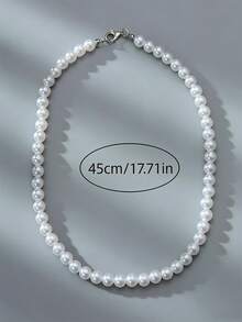 1 Pieza Collar Colgante De Estrella Calado Con Cuentas De Imitación De Perlas De Moda Para Mujer Para Decoración Diaria Y Regalo De Citas - Plateado - Ver 11