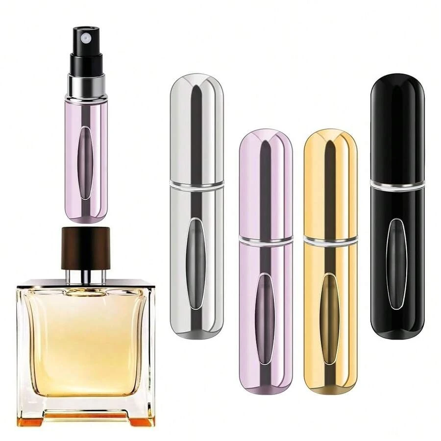 Forebile Refillable Perfume Portable Atomizer Bottle Refillable Perfume Spray, Travel Perfume (5ml, 4 Pack) (Silver, Pink, Gold, Black) - Bạc - Xem 1