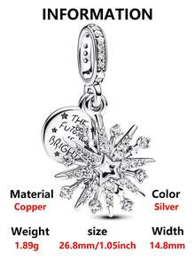 1pc Fashionable & Charming Valentine's Day Limited Edition Series Snowflake, Angel, Wreath, Bell Bead Pendant Versatile DIY Bracelet Necklace Gift For Lover - Multicolor - View 12