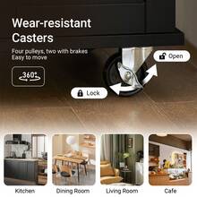 SoBuy Serving Trolley With Door And Drawer Metal Wood Black - Black - View 5