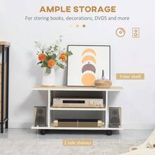 Mobile TV Stand With Lockable Wheels, 80cm Modern Media Console With Open Shelves, Portable TV Cart For Living Room - White1 - View 4