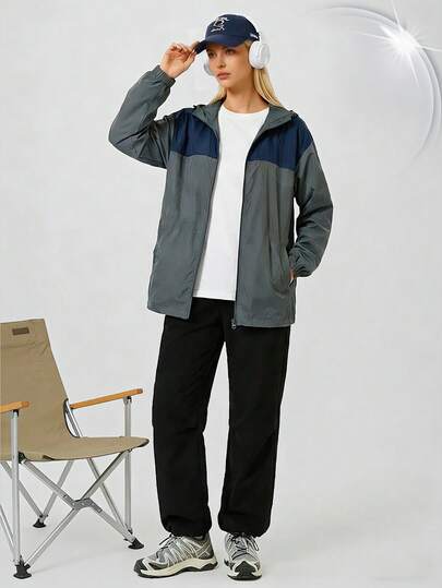 CZRLHYT Women's Loose-Fit Comfortable Slimming Workout Top - UV Protection Essential For Outdoor Running, Commuting & Dating, Retro High-End Street Elegant Long-Sleeve Zipper Sun Protection Jacket