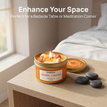 EVODUCK 3oz Sweet Orange Scented Sacral Chakra Candle, Matte Gold Metal Tin With White & Red Crystals, Ideal For Home Meditation & Yoga, Spiritual Gift For Women, Men, Valentine's Day, Birthday, Anniversary - 脈輪系列 - 查看 6