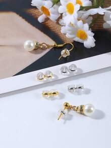 20/50个装硅胶耳钉后塞，透明安全锁扣式耳钉后塞，适用于重型耳环，无刺激低过敏性柔软透明耳钉替换装 - Earring Backs - 查看 6