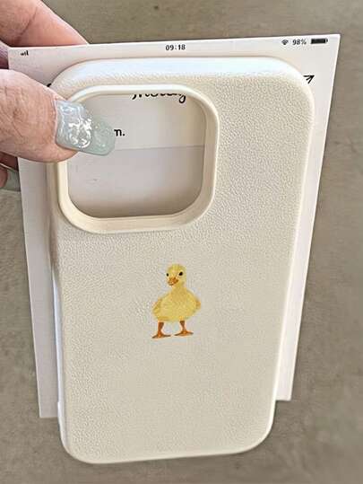 1 pieza Funda de teléfono minimalista con protección de lente de cobertura total, textura mate y diseño de patito lindo, compatible con iPhone 11 12 13 14 15 16 17 Pro Max, A55/54/53/52/51, S25/24/23/22/21 Series, versión internacional, no la versión nacional