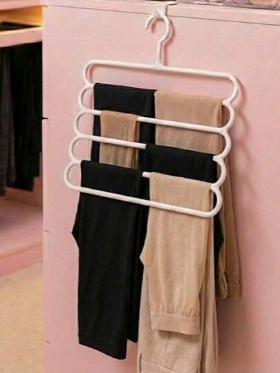 Percha multiusos estética de 5 niveles, organizador de armario blanco para ropa y accesorios, soporte para pinzas de pelo, expositor para bufandas y leggings, trucos para organizar el hogar.