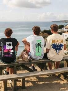 3pcs/Set Tween Boys' Summer Vacation Themed Graphic Tees, & Cool Patterns, Suitable For Teen Boy & Teens Casual Tops - Multicolor - View 9