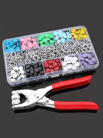 200pcs Colorful Metal Snap Fasteners Set, Includes Manual Plier Tool, Stainless Steel Material, Suitable For DIY Crafts, Clothing, Hats, Bags, Sewing, Suitable For Beginners And Professionals