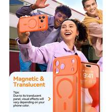 Magnetic For IPhone 17 Pro Max Case(6.9"), Upgraded [Full Camera Protection] [Compatible With Magsafe] [Translucent Matte] Shockproof Protective Phone Case, Orange - Orange - View 3