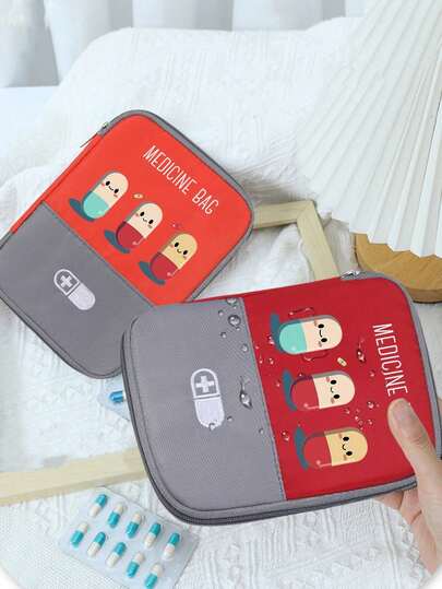 Portable Medical Kit Printed With "Medicane Bag" And Pill Pattern,Portable Camping Medicine Pouch,Compact First Aid Kit, Version Of Travel And Home Portable Storage Bag,Small Medicine Bag, Convenient Medicine Kit, Emergency Kit,Multiple Colors Available,For Daily/Outdoor/Travel, Essential For Health - Conscious & On - The - Go Users, Must - Have Medical Accessory,Daily Healthcare Organizer