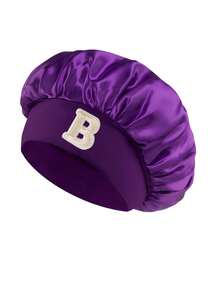 1 Pc A-Z Letter Hats Kids' Bonnet Hat Set Elastic Comfortable Headwear Sleeping Cap And Hairband Girls 3-8 Years Old - Purple - View 5