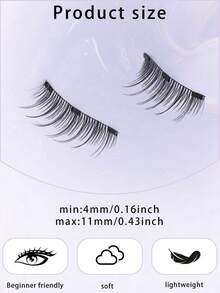 1 Pair New Soft Magnetic False Eyelashes, Natural Look, Reusable Magnetic Eyelash Set, Easy Wear For Women - Natural Lashes - View 6