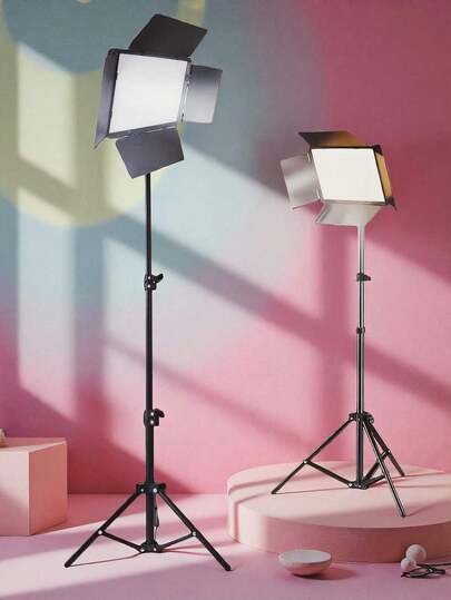 合金大尺寸手机摄影配件三脚架及补光灯 10英寸LED方形柔光箱 43.3/63英寸可调节金属三脚架套装 USB供电 三色灯光 适用于摄影工作室拍摄、直播、USB供电LED自拍及视频会议照明、录制、化妆及视频博客 礼物 妇女节庆祝