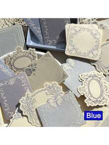 30 Sheets Of Retro Embossed Relief Printing Thickened Cowhide Specialty Paper Memo Pad With Floral Bow Detail Frame, Ins Style, Writable Note Card For Journal Decoration, Craft Paper Back To School - 粉紅色 - 查看 9