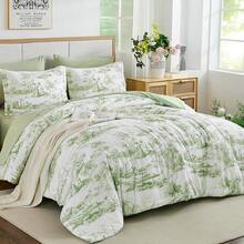 Comforter Set Full Sage Green 7 Pieces Botanical Print Bed In A Bag Soft Microfiber Farmhouse Complete Bedding Set For All Season With Sheets Elegant Design - Queen - View 2