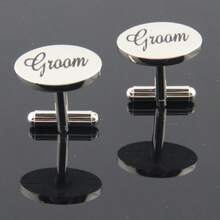 1 paire de boutons de manchette en cuivre à motif géométrique, série mariage printemps/automne, convient pour le marié, le beau-père, la belle-mère, les frères et sœurs, accessoires pour manchettes de chemise française - Argent - Voir 16