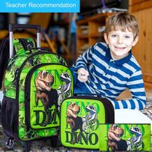 3pcs/Set Kids Boys' Dinosaur Rolling Backpack, With Wheels Children School Bag With Lunch Box, Suitable For Kindergarten & Elementary School - Trolley Backpack - View 10
