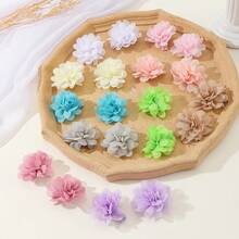 Cute Small Chiffon Flower Hair Clip, Full Satin Ribbon Hairpin, Children Girls Hair Accessory, Holiday Gift, Photo Prop - 彩色 - 查看 16