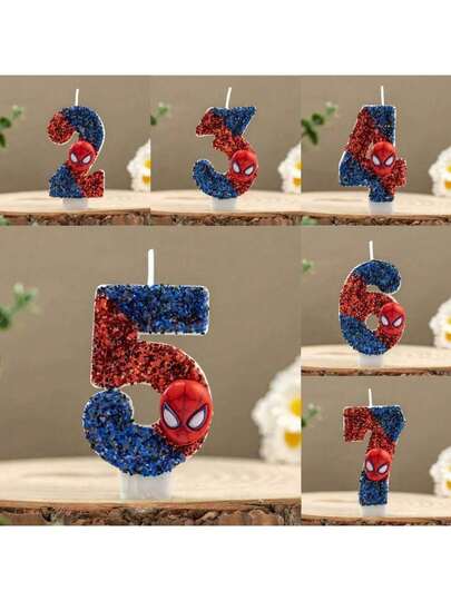 Superhero SpiderMan Fun Figure Candle Cute Cartoon Pattern 0-9 Party Birthday Candle Cake Decoration Children Party Gift