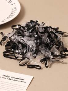 500个黑色透明加厚弹力发圈，中号，弹性好，用途广泛，发饰橡皮筋马尾辫发圈发绳，夏季、假日、旅行必备 - 彩色 - 查看 5