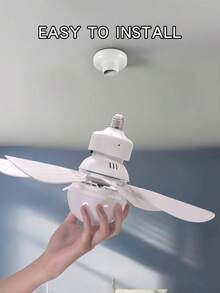 2个装嵌入式LED吊扇灯泡，亮度及风速可调，遥控安装，E26/E27灯座，不防水，家用 - 适用于浴室、卧室、厨房、客厅 - 均碼 - 查看 3