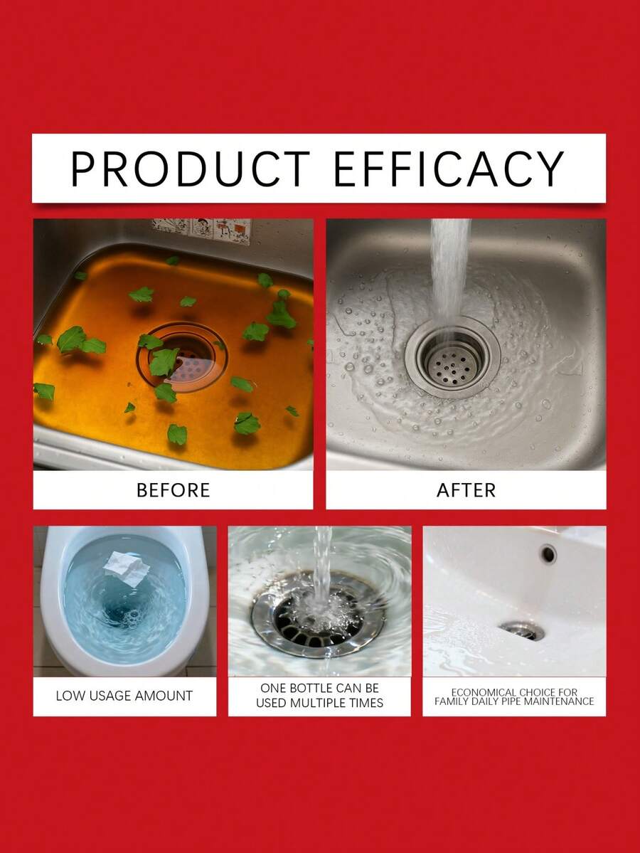 JUE FISH Drain Cleaner - Kitchen & Bathroom Toilet Pipe Clog Remover & Deodorizer - Liquid - View 1