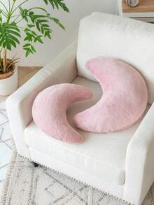 Almofada Decorativa em Forma de Lua de Pelúcia Sintética Macia, Adequada para Cama e Sofá. Almofada em Forma de Lua, Tapete Felpudo, Decoração de Almofada para Sofá, Quarto e Sala de Estar - Um Presente Perfeito para Família e Amigos. - Rosa chiclete - Visão 2