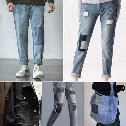 Iron On Patches For Clothes, Denim Patches For Jeans, 5 Shades Of Iron On Patches For Inside Jeans And Clothing Repair