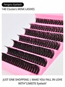 Fengxiu Eyelash 140片D型卷翘动漫风格纤细假睫毛簇，长度10-16毫米混合，浓密纤长，单根嫁接，居家即可轻松打造浓密效果 - D - 查看 9