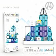 35pcs Mini Magnetic Tiles | Transformable Magnetic Building Blocks - Children Outdoor Puzzle Educational Toys - Portable Travel Iron Box Magnetic Tiles Set - Multicolor - View 9