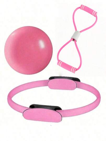 3pcs/Set Pilates, Pilates Ring, Yoga Ball, 8-Shape Resistance Band, Easy Home Workout For Weight Loss