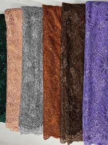 2026 高品质非洲网纱亮片蕾丝面料，法式网纱蕾丝面料，适用于尼日利亚网纱蕾丝，适合派对和婚礼，5码/1码 - A - 查看 8