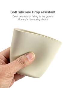 1pc Infant/Toddler Apricot Plain Silicone Large Capacity Spill-Proof Drinking Cup, Suitable For Daily Hydration - Apricot - View 8