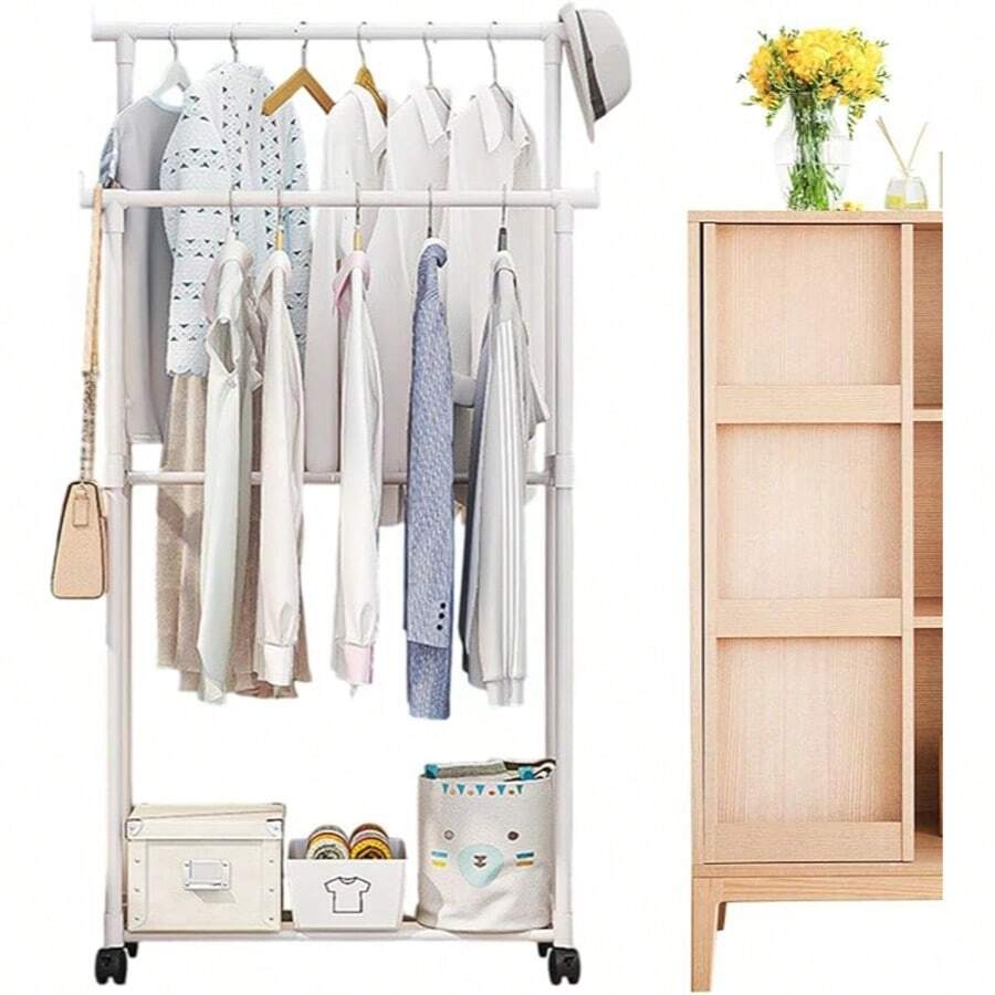 Simple Coat Rack Clothes Drying Rack Floor Standing Bedroom Garment Hanger Multi-Function Clothes Rack - Multicolor 1 - View 1