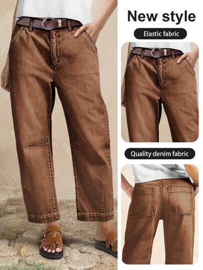 New Arrival Vintage Washed Casual Fashion Versatile Women Jeans Spring