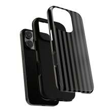 Striped Phone Case, Black & Gray Design Protective Phone Case Compatible With IPhone 17, 16, 15, 14, 13, 12, 11 Pro Max - Grey - View 3