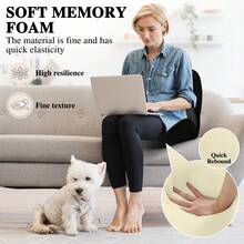 1pc Upgrade Ergonomic Memory Foam Cushion For Office, Stool, Car Seat Cushion, Integrated Lumbar And Back Support, Ideal For Birthday Gifts, Mother's Day Gifts, Perfect Gift For Parents And Friends, Lightweight, Portable, Medium Soft Firmness High-Density - 黑色 - 查看 8