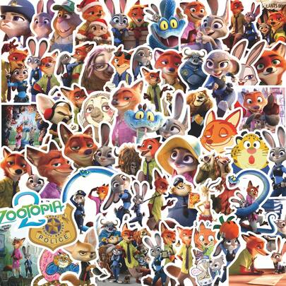 100pcs New Cartoon Cute Stickers, Adorable Nick, Judy, Residents Stickers, Series 2 Stickers
