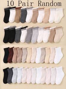 20/10/5 双装婴儿袜，弹性袜口，颜色随机。这款袜子适合所有季节，非常适合婴儿日常休闲和活动穿着。婴儿袜、新生儿袜、幼儿袜、圣诞节/感恩节礼物、短袜 - 彩色 - 查看 12