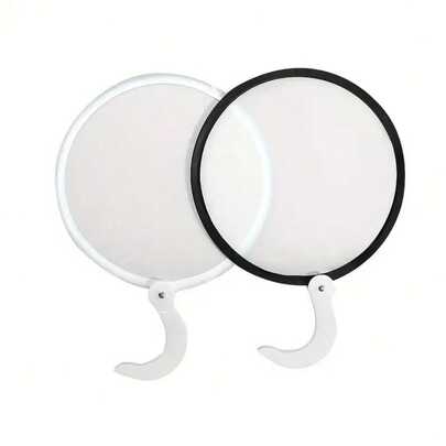 1pc Retro Style Portable Handheld Cooling Fan - Compact Foldable, White With Black Frame, Mini Folding Round Fan, Ideal For Summer Beach Events, Party Decor And Travel Essentials, Wedding Fan, Travel Accessory, Powerful & Convenient To Carry, Suitable For Camping Gear, Wedding Supplies, Wedding Gifts, Outdoor Sports, Camping Supplies, Summer Cooling, Outdoor Activity Accessories, Beach Accessories, Work & School, Back To School Gifts, Practical Gifts