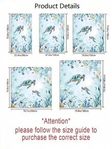 Set Tirai Mandi Motif Penyu Laut 1/4 buah, Dekorasi Kamar Mandi Gaya Pantai Laut Biru & Hijau, Tirai Mandi Poliester Tahan Air Ukuran 70,8*70,8 Inci dengan 12 Pengait - A - View 4