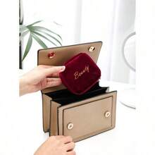 Mini Travel Makeup Bag, 1Pc Multifunctional Cosmetic Organizer Handbag Bath Shower Wallet Pouch Portable Cosmetics Brush Storage Clutch With Zipper Closure For Lipstick, Brush, Skincare, Mobile Phone, Coin, Small Items, For Home, Vacation And School Use, Makeup Bag Makeup Pouch Skincare Bag Toiletry Bag Packing Cubes, Travel Essentials Cruise Essentials,Gifts For Women,Christmas Gifts,Gift Ideas For Women - 酒紅色 - 查看 5