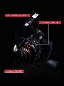 GOTURE 1pc 2000/3000/4000/5000 Series Red Spinning Reel With Aluminum Alloy Spool Right Left Interchangeable Handle Ultra Smooth For Saltwater Freshwater - Black - View 2