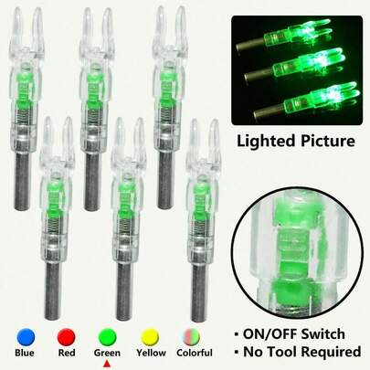 6PCS LED Lighted Nocks For Arrows With .244"/6.2mm Inside Diameter Led Nocks With Switch Button For Archery Hunting