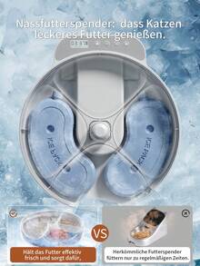 OMCPET Automatic Wet Cat Food Dispenser, Wireless Wet Pet Food Dispenser With 2 Ice Packs, 4 Meals A Day, Cooling Container For Fresh Food, Programmable, Timed, Battery-Operated Automatic Feeder For Kittens - 2公升 - 查看 3