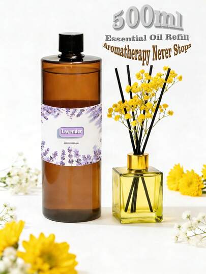 500ml Nachfüll-Flüssigkeit für ätherische Öle (28% Konzentration, höher als die meisten Marktprodukte mit 4%-6%), geeignet für Ultraschall-Diffuser, Duftröhrchen-Diffuser, flammenlose Düfte, Hotelqualität Duft-Rattan-Stäbe