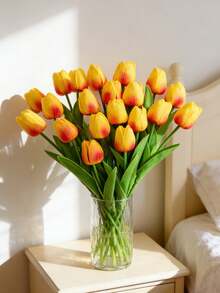 5 Pcs High-Quality Artificial Tulips - Lifelike Bouquets, Artificial Tulip Bouquets, Tulip Floral Decorations, Multi-Colored Pu Material, Suitable For Outdoor Garden Decoration, Vase Decoration, Artificial Plants, Room Decoration, Home Floral Decoration, Wedding Party Decoration, Realistic Artificial Flowers, Suitable For Home Decoration, Easter, Mother's Day, Valentine's Day, Weddings. - Multicolor - View 3